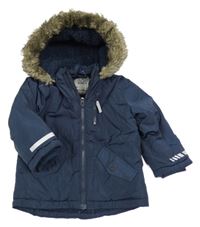Tmavomodrá šusťáková zimní bunda s kapucí Matalan