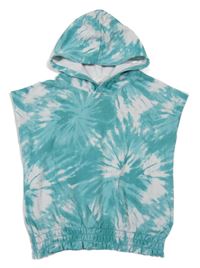 Tyrkysovo-biela vzorovaná tepláková vesta s kapucňou H&M