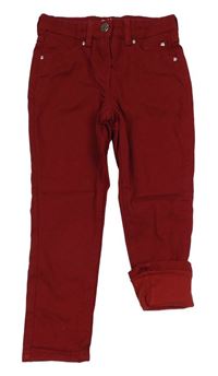 Tmavočervené skinny podšité rifle Kuniboo