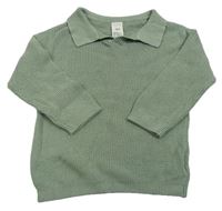Olivový rebrovaný s golierikom H&M