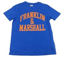 Cobaltově modré tričko s logem FRANKLIN MARSHALL