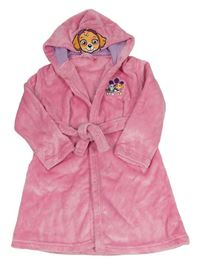 Ružový plyšový župan s PAW PATROL - Skye a Everest a kapucňou zn. George