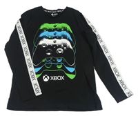 Černé triko s ovladači - X-BOX a pruhem C&A