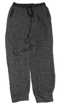 Tmavošedo-čierne melírované tepláky s koženkou zn. Pepperts!