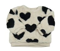 Smotanová chlpatá podšitá mikina so srdiečkami Nutmeg