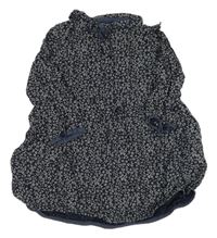 Tmavomodro-biele kvietkovane šaty s mašlou Next