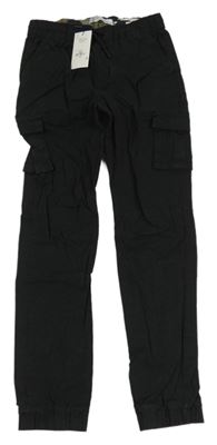 Nové - černé cargo slim plátěné kalhoty Denim Co.
