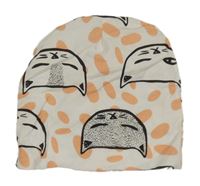 Smetanovo-lososová vzorovaná čepice s kočičkami 
