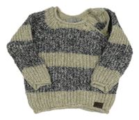 Tmavomodro-šedý melírovaný svetr s nášivkou PRIMARK