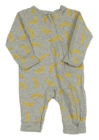 Šedý melírovaný overal s banány Tu