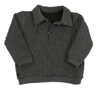 Tmavosivá melírovaná vzorovaná mikina s golierikom George