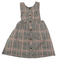 Čierno-staroružová kockovaná vzorovaná na traká sukňa s gombíkmi PRIMARK