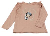 Pudrové mikinotriko s Minnie a volánikmi Disney