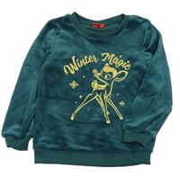 Smaragdová plyšová mikina s Bambim Disney