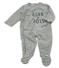 Tmavošedo-biely pruhovaný fleecový overal s nápismi George