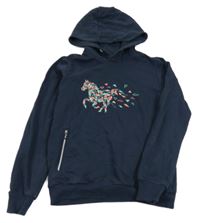 Tmavomodrá mikina s koníkem a kapucí TCM