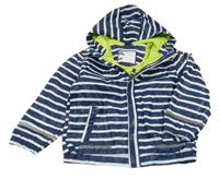 Tmavomodro-biela pruhovaná nepromokavá jarná bunda s kapucňou X-MAIL