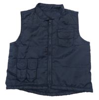 Tmavomodrá prešívaná šušťáková zateplená vesta George