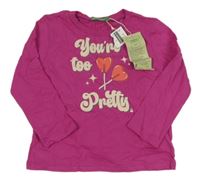 Nové - malinové triko s nápisy a lízátky Benetton