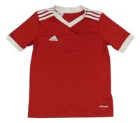 Čeveno-bílé pruhované funkční sportovní tričko Adidas