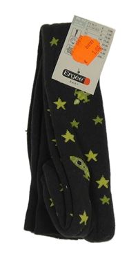 Nové - tmavošedé teplé punčocháče s raketami a hvězdičkami Ergee