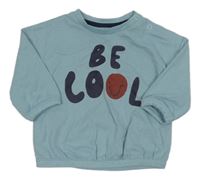 Světlemodré mikinotriko s nápismi a smajlíkom