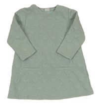 Olivovošedé vzorované teplákové šaty so srdiečkami H&M