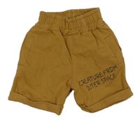 Hnedé teplákové kraťasy s nápismi