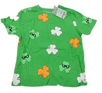 Nové - zelené melírované tričko s trojlístky PRIMARK