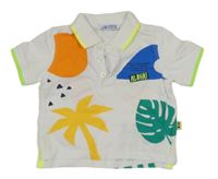 Bílo-neonově zeleno/žluté polo tričko s obrázky ORIGINAL MARINES