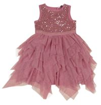 Starorůžové tylové šaty s flitry PRIMARK