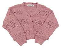 Starorůžový perforovaný propínací crop svetr PRIMARK