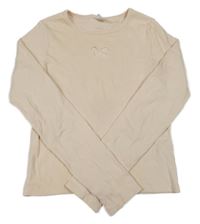 Smotanové rebrované crop tričko s motýlkovým prestrihom ZARA