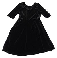 Čierne bodkovaná é zamatové šaty Candy Couture