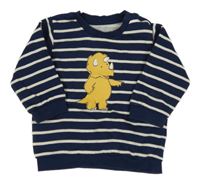 Tmavomodro-bílá pruhovaná mikna s dinosaurom M&S