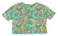 Mátové kvetované crop tričko Primark