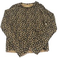 Béžové rebrované crop tričko s leopardím vzorom zn. M&S