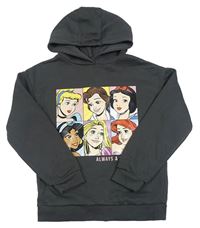 Tmavosivá mikina s Disney princeznami a kapucňou Primark