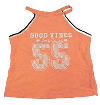 Neónově oranžový crop top s číslom a nápisom F&F