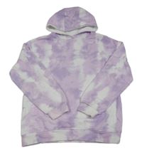 Lila-biela batikovaná mikina s kapucňou Primark