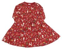 Červené bavlněné šaty s obrázky Next