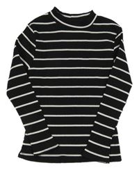 Černo-bílé pruhované žebrované triko