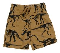 Hnedé teplákové kraťasy s kostrami dinosaurů H&M