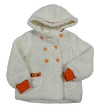 Bílá huňatá podšitá bunda s kapucí