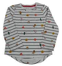 Bílo-černé pruhované triko s obrázky Nutmeg