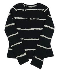 Čierno-sivé pruhované rebrované tričko F&F