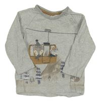 Sivo-biele pruhované tričko s lanovkou s liškami George