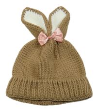 Hnědá pletená čepice s oušky Dopodopo