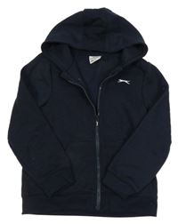 Tmavomodrá prepínaci mikina s logom a kapucňou Slazenger