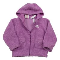 Levandulová huňatá prepínaci mikina s logom a kapucňou Adidas